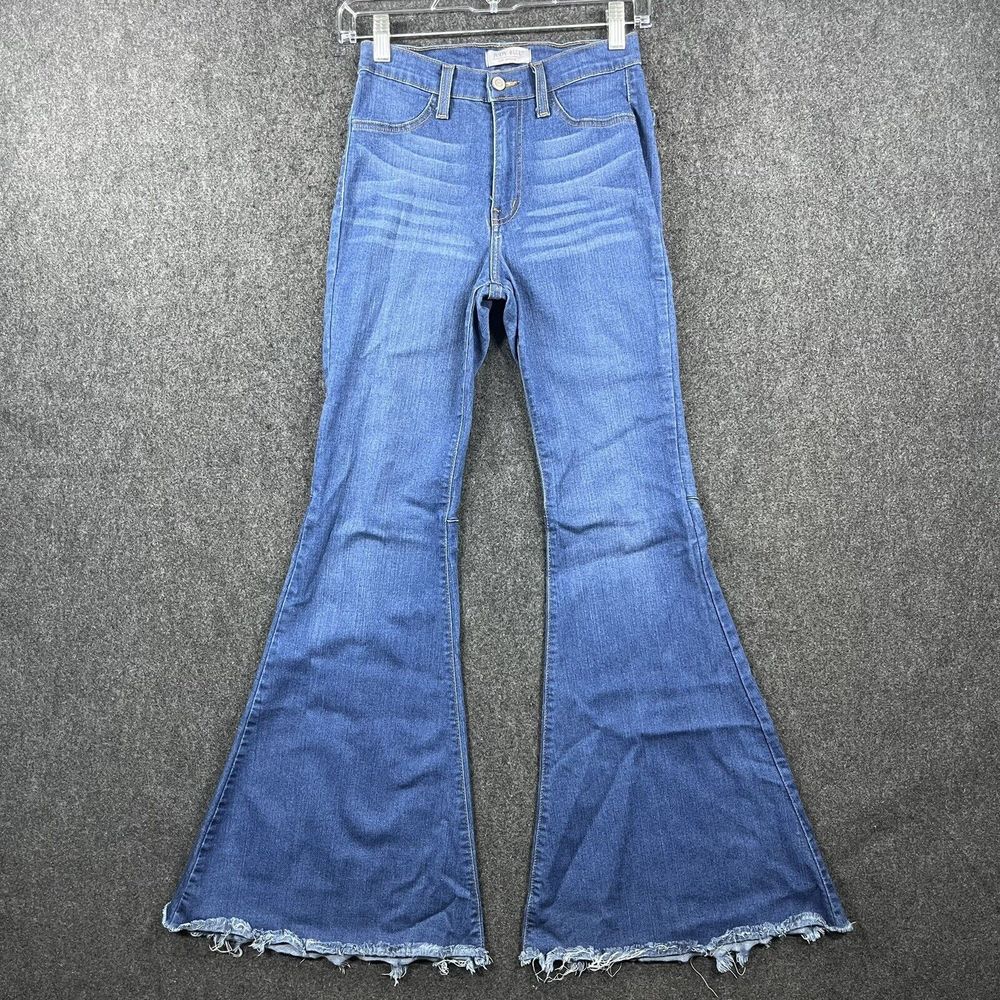 [Judy Blue] Super Flare High Waist Raw Hem Jeans